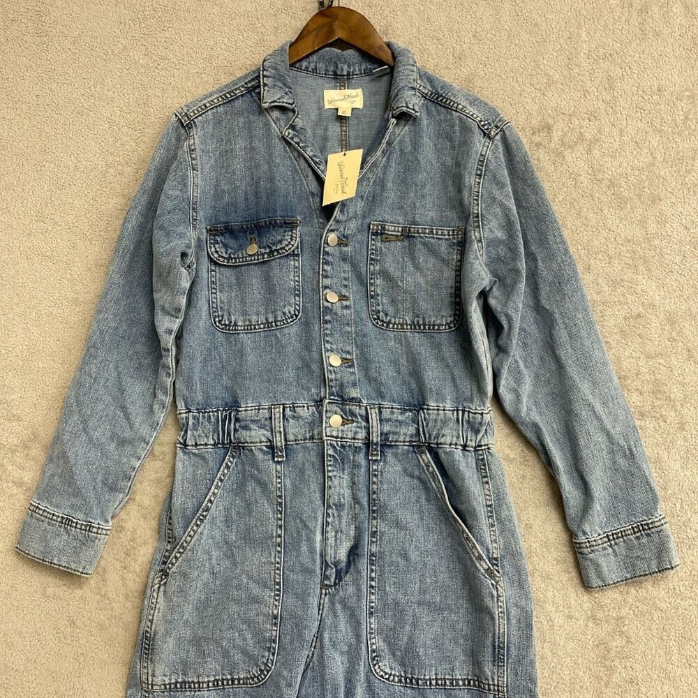 NEW Women's 8/R Long Sleeve Utility Baggy Denim Jumpsuit Universal Thread k1015 - Picture 5 of 9